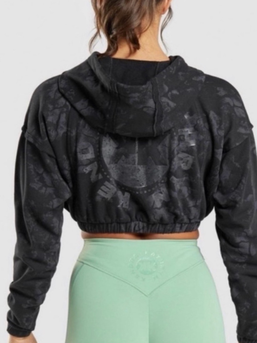 EUC Gymshark Size Medium Kendra & Kathryn Cropped Camo Hoodie
